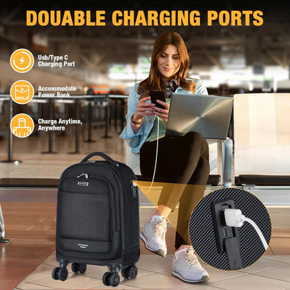 Large Waterproof Laptop Roller Backpack with 4 Wheels