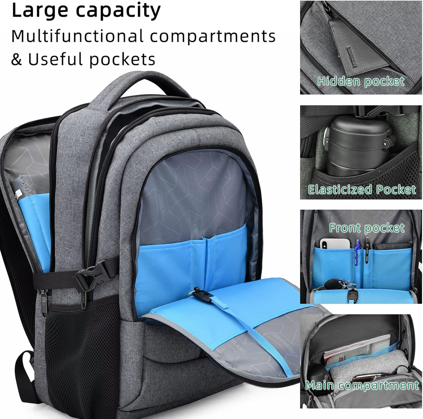 Durable Commuter Laptop Bag with USB Charger & Pockets