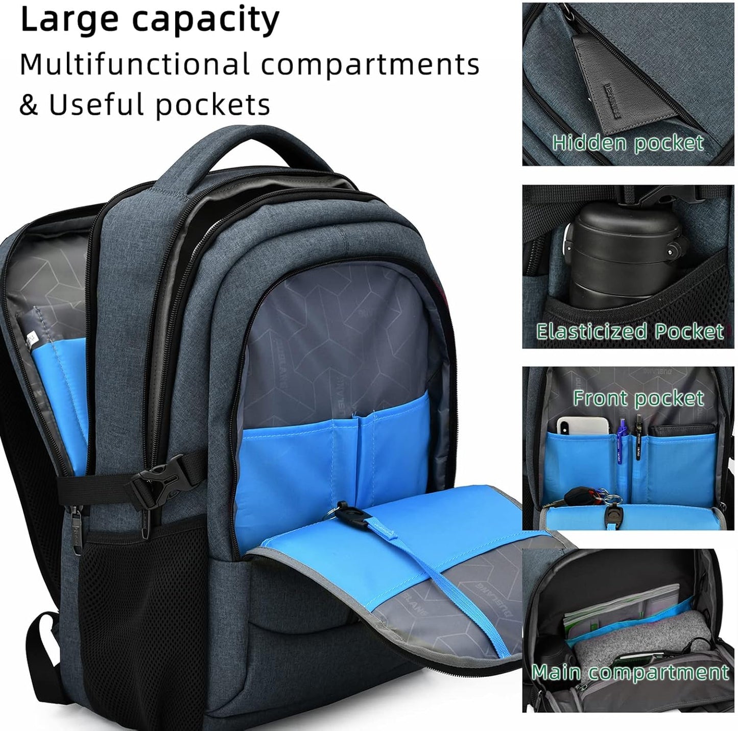 Durable Commuter Laptop Bag with USB Charger & Pockets