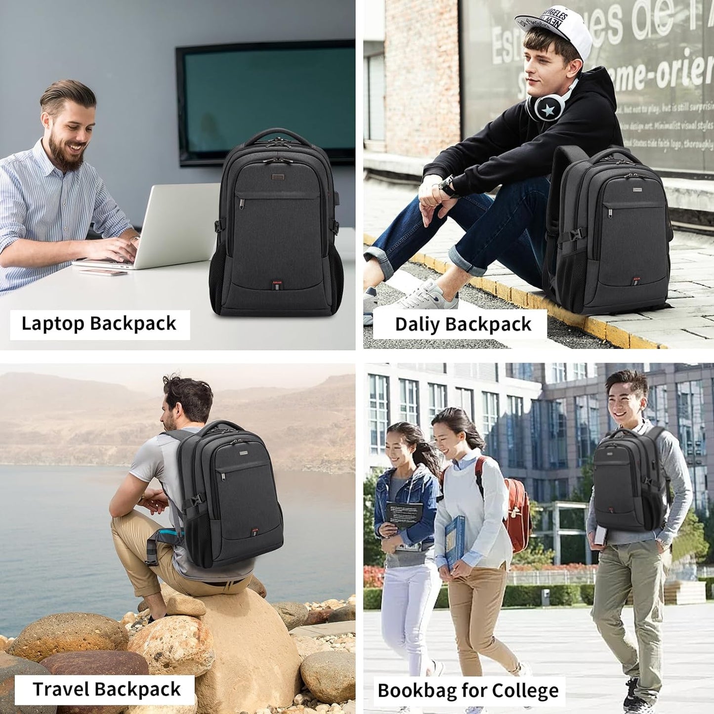 Durable Commuter Laptop Bag with USB Charger & Pockets