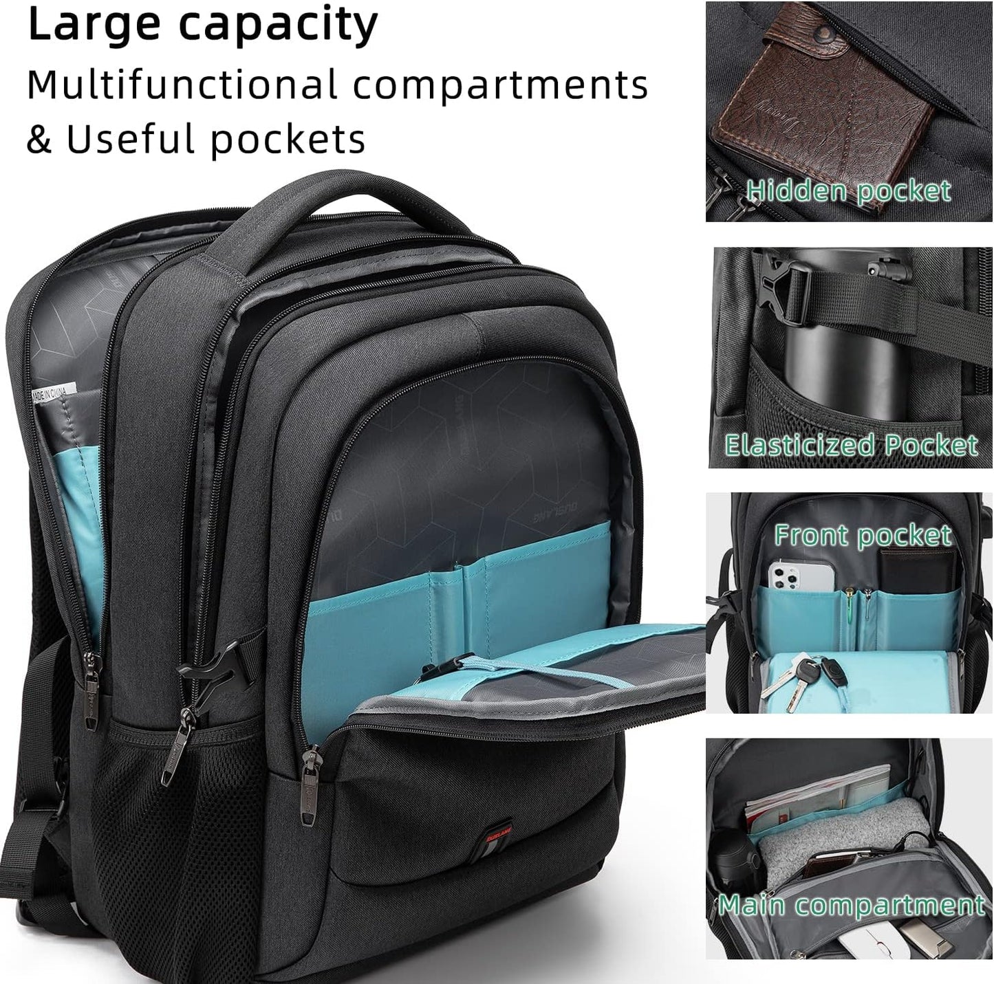 Durable Commuter Laptop Bag with USB Charger & Pockets