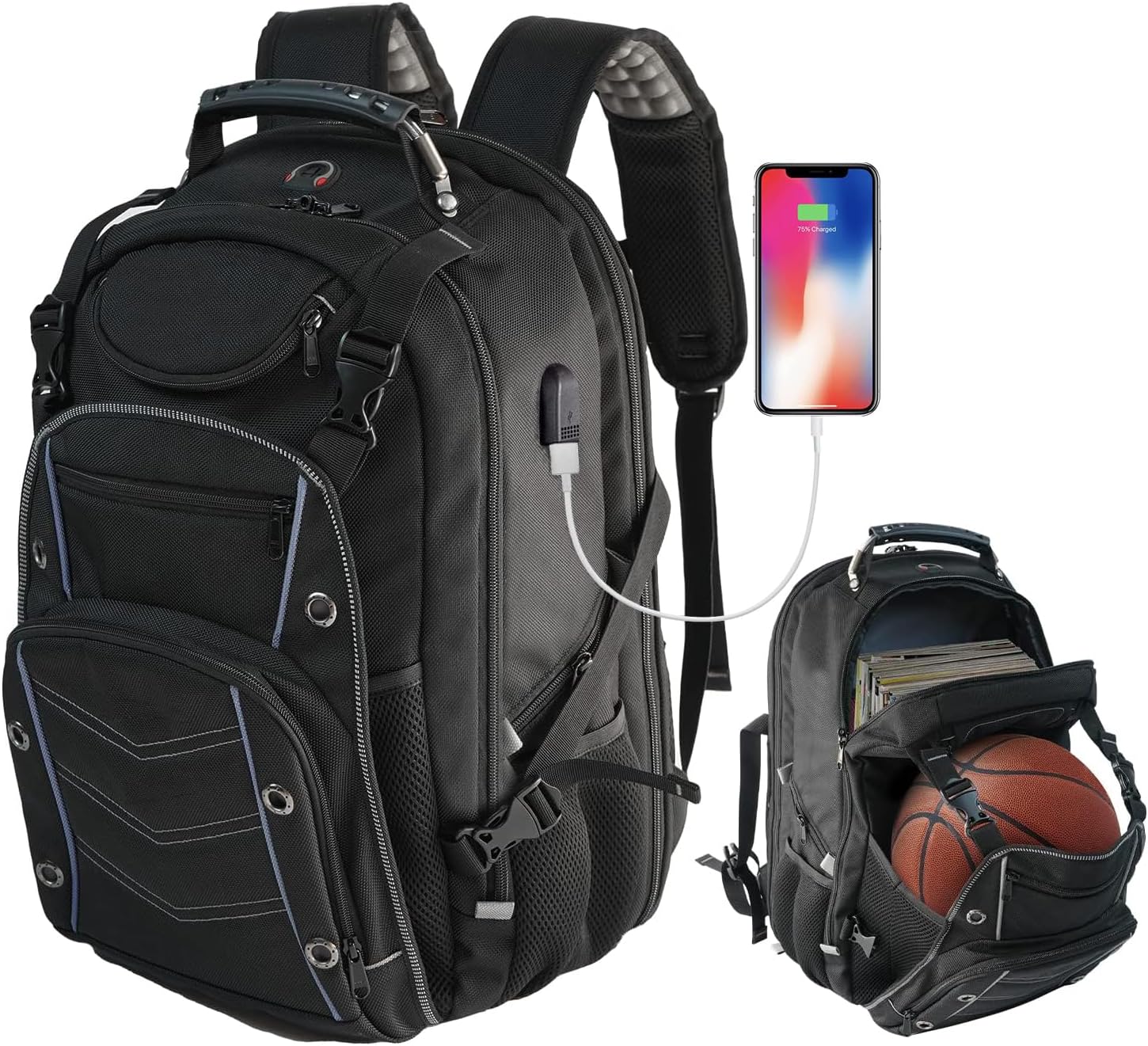 Large Capacity Laptop Backpack with USB Charger and Anti-Theft RFID - Pexav
