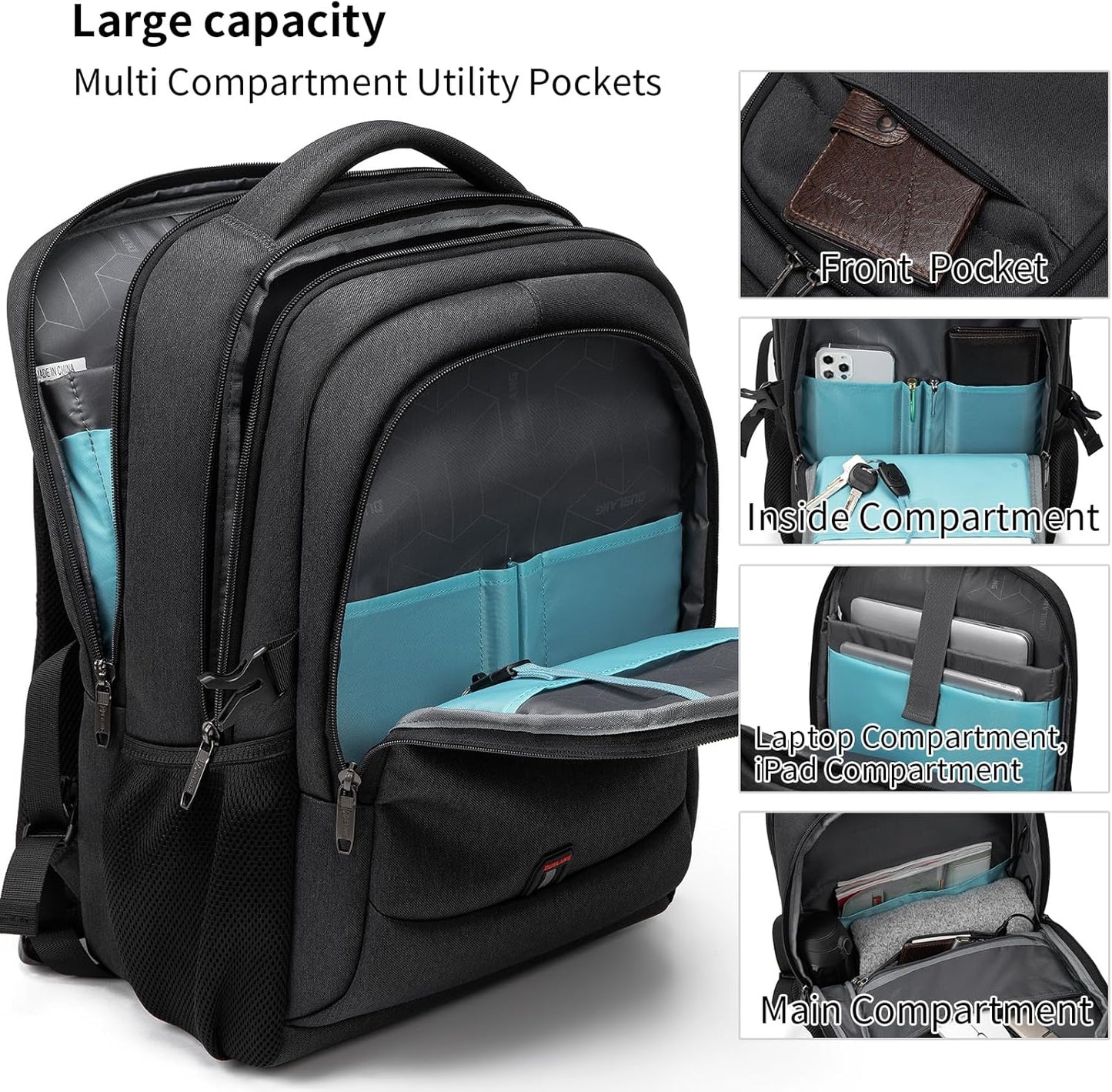 Durable Commuter Laptop Bag with USB Charger & Pockets