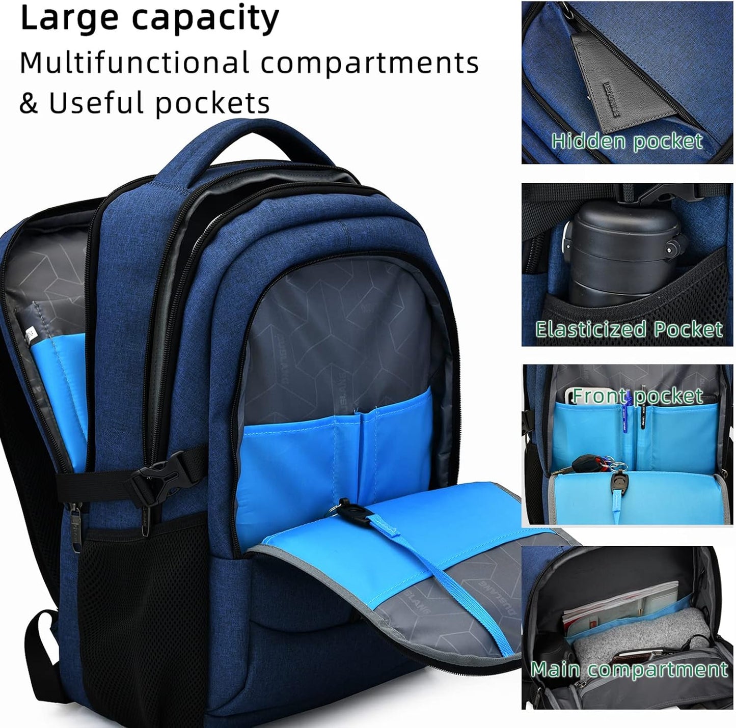 Durable Commuter Laptop Bag with USB Charger & Pockets