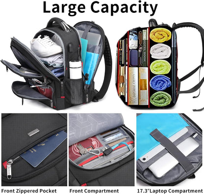 Large Waterproof Travel Backpack with Laptop Sleeve and USB
