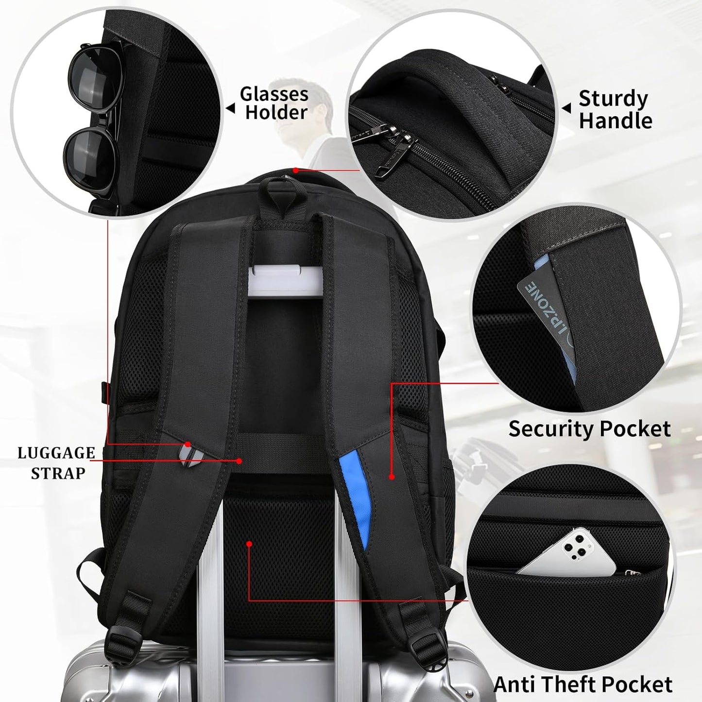 Durable Commuter Laptop Bag with USB Charger & Pockets