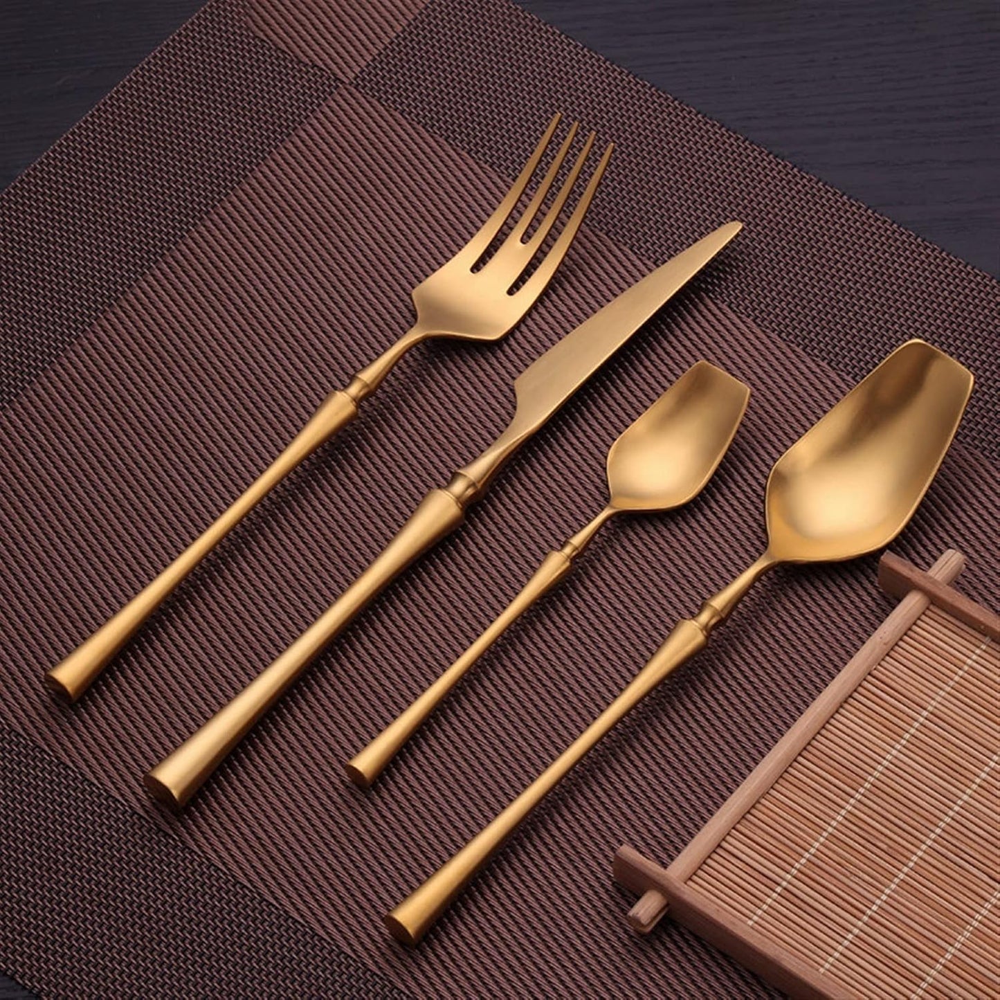 Modern Gold Stainless Steel Flatware Set