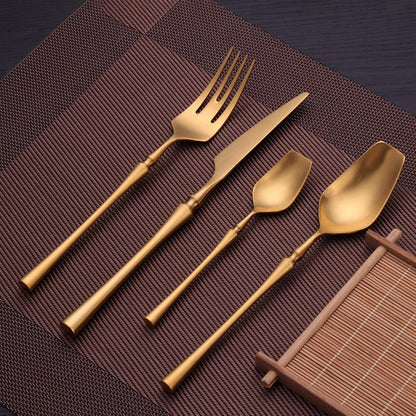 Modern Gold Stainless Steel Flatware Set