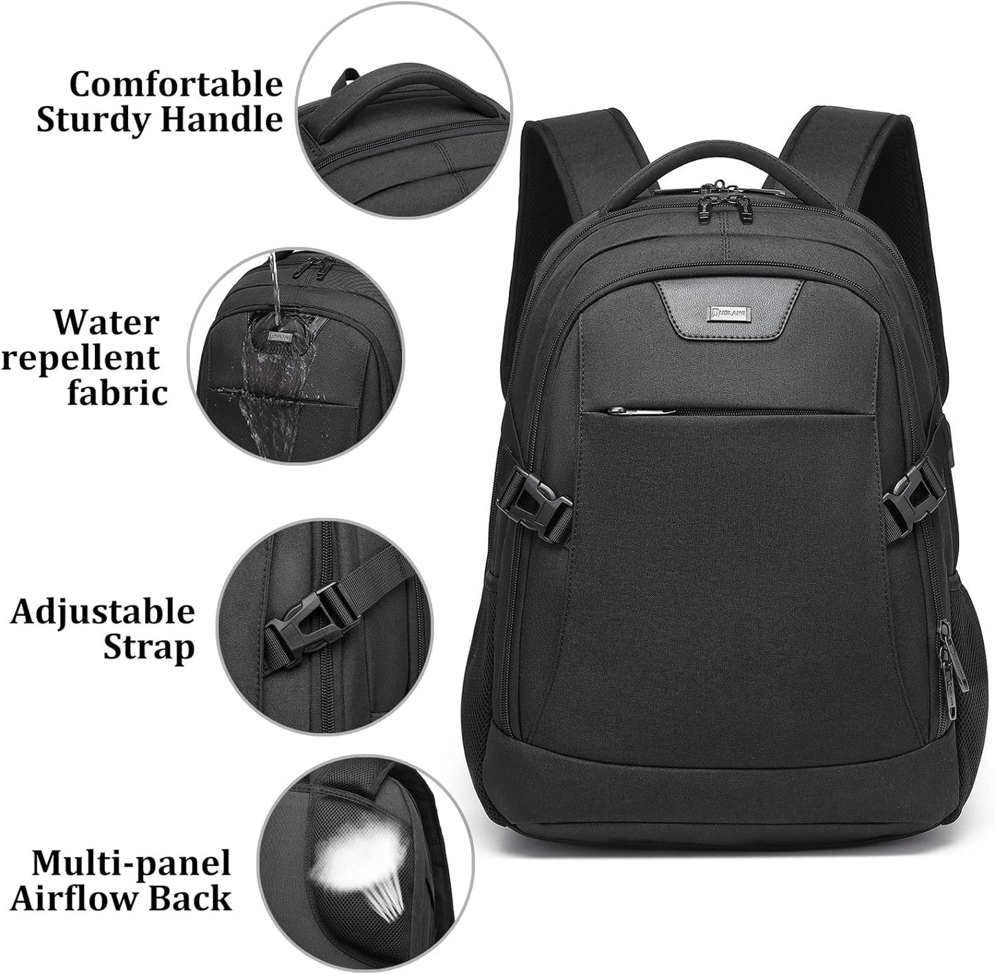 Durable Commuter Laptop Bag with USB Charger & Pockets