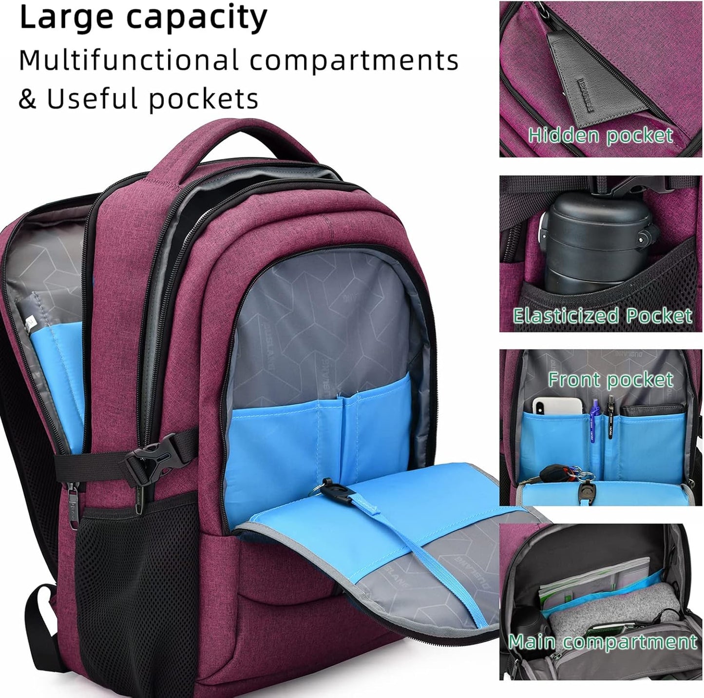 Durable Commuter Laptop Bag with USB Charger & Pockets