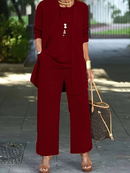 Classic Three-Piece Ladies Pantsuit Set - Olytrend