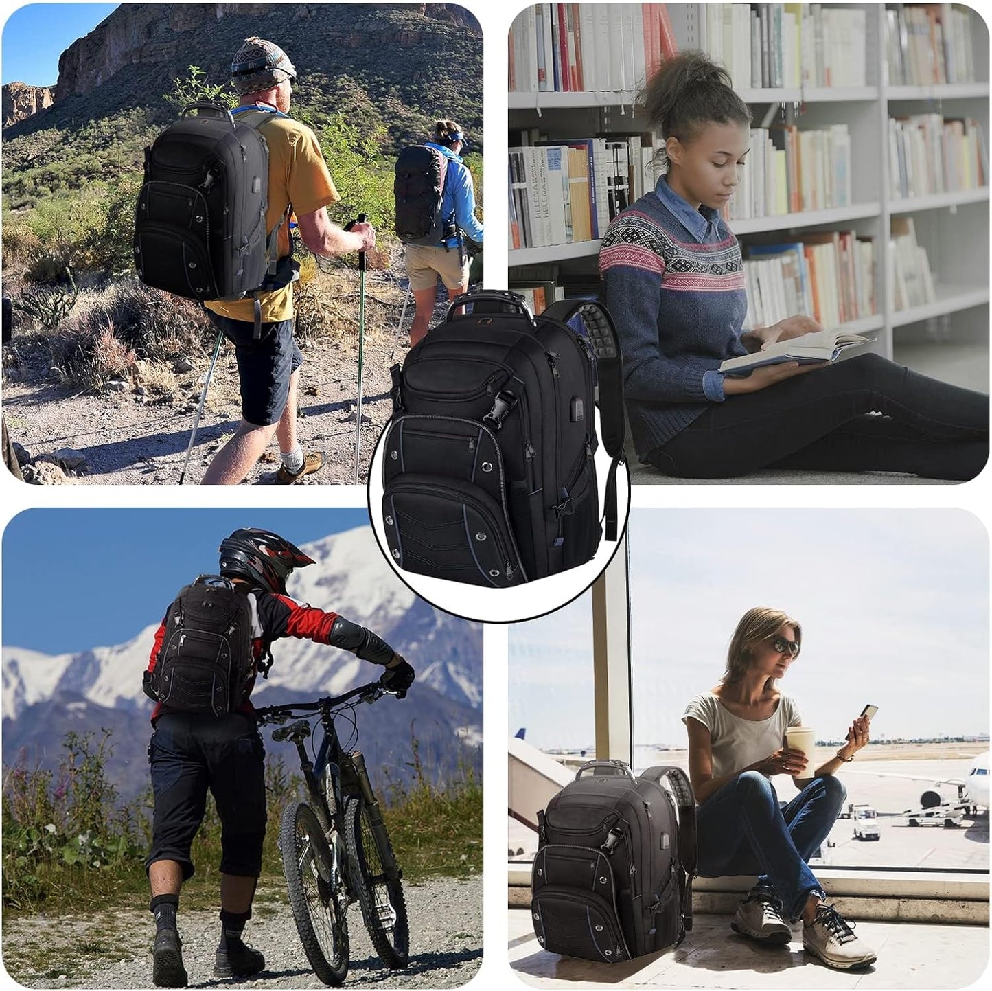 Large Capacity Laptop Backpack with USB Charger and Anti-Theft RFID