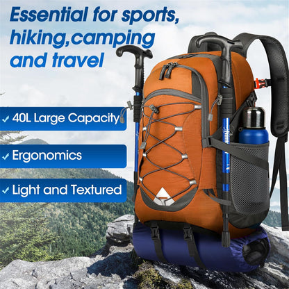 Compact 40L Water Resistant Hiking Backpack