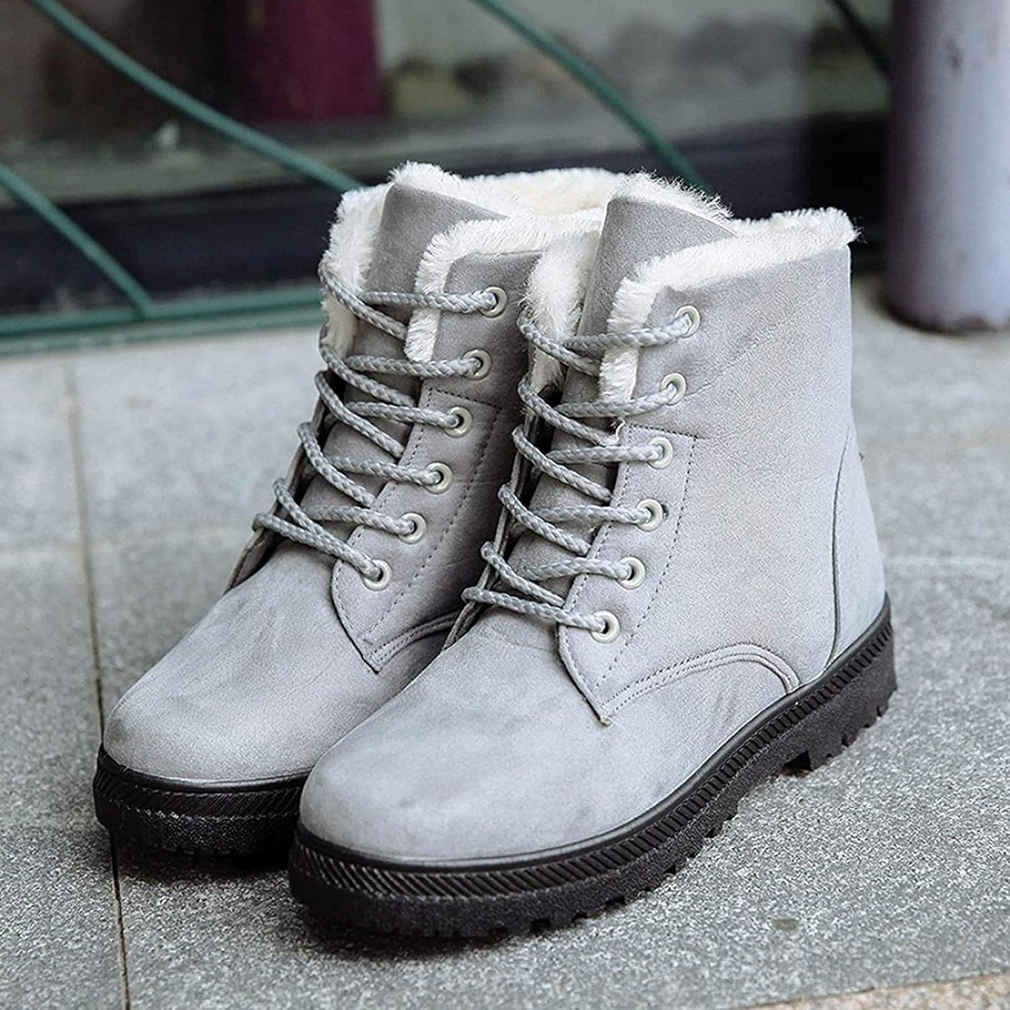 Warm Suede Fur Lined Winter Boots