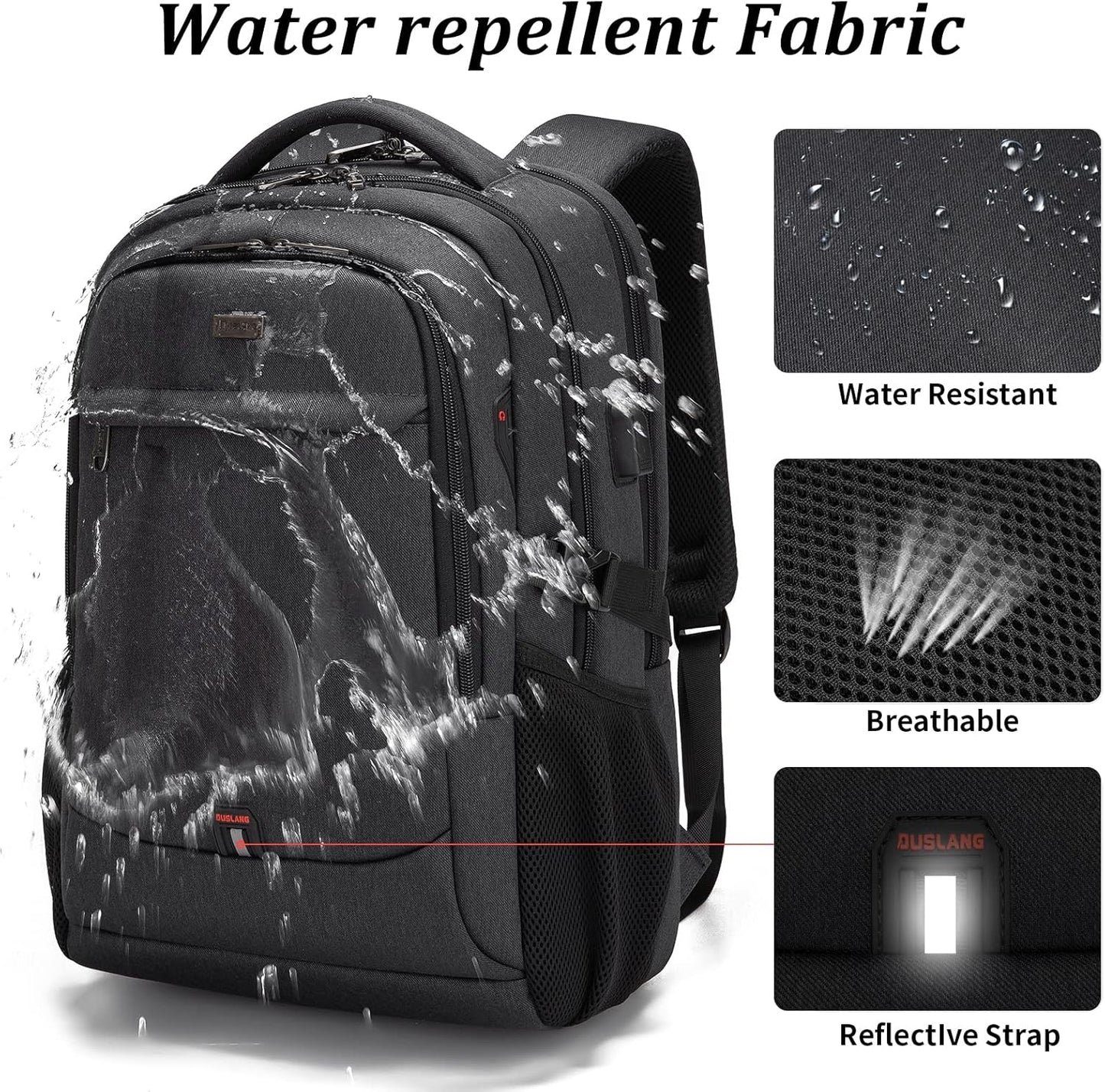 Durable Commuter Laptop Bag with USB Charger & Pockets