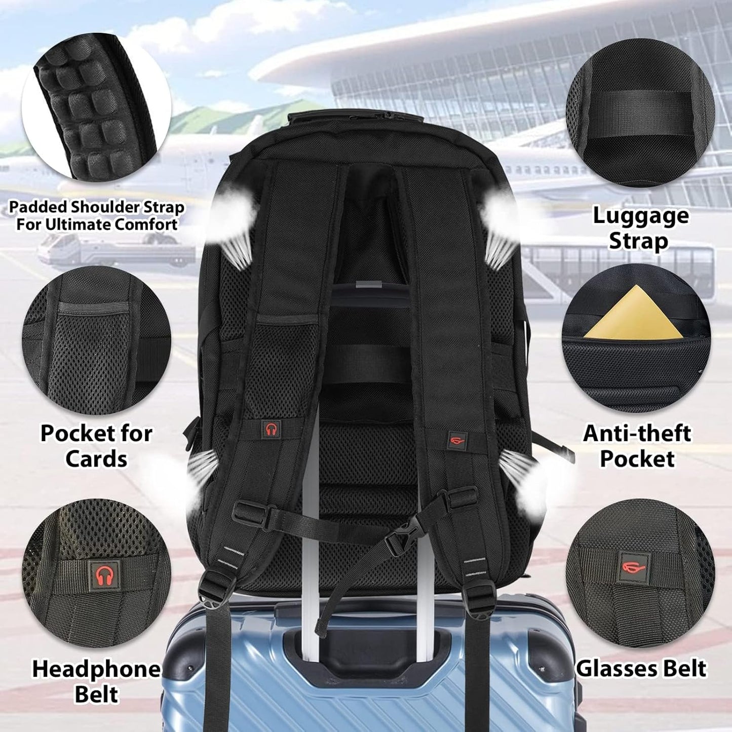 Large Capacity Laptop Backpack with USB Charger and Anti-Theft RFID