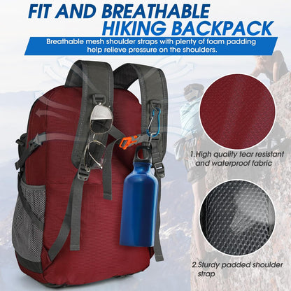 Compact 40L Water Resistant Hiking Backpack