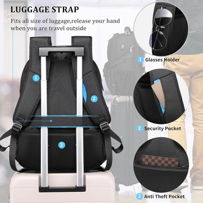 Large Waterproof Travel Backpack with Laptop Sleeve and USB