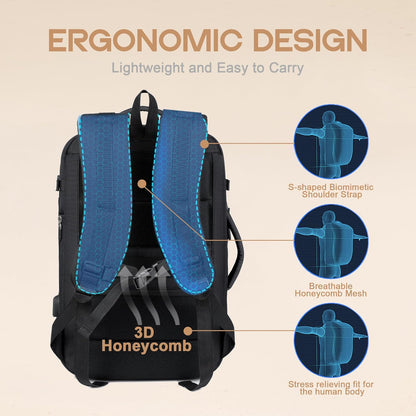 Large Water Resistant Hiking Backpack with USB Charger