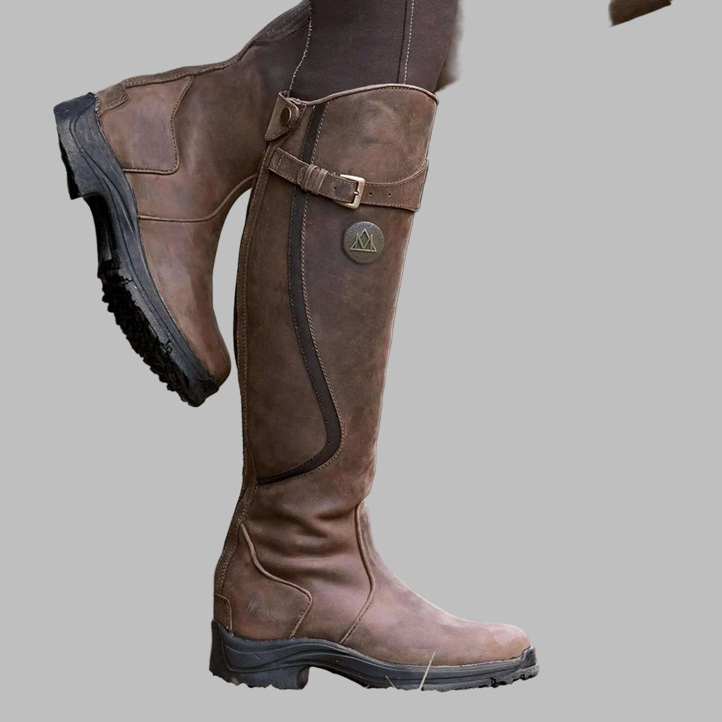 Rugged Mid-Calf Leather Hiking Boots for Women - Nocini