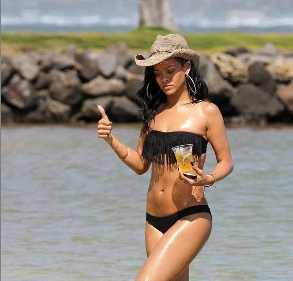 Sexy Low Rise Bikini Set with Fringe Top