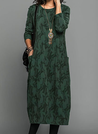Ladies Warm A-Line Winter Dress with Long Sleeves - Nocini