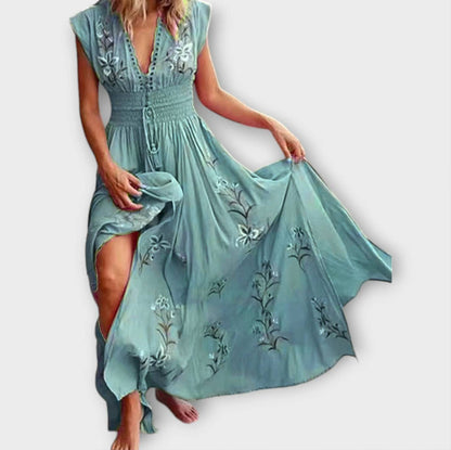 Vibrant Embroidered Festival Maxi Dress
