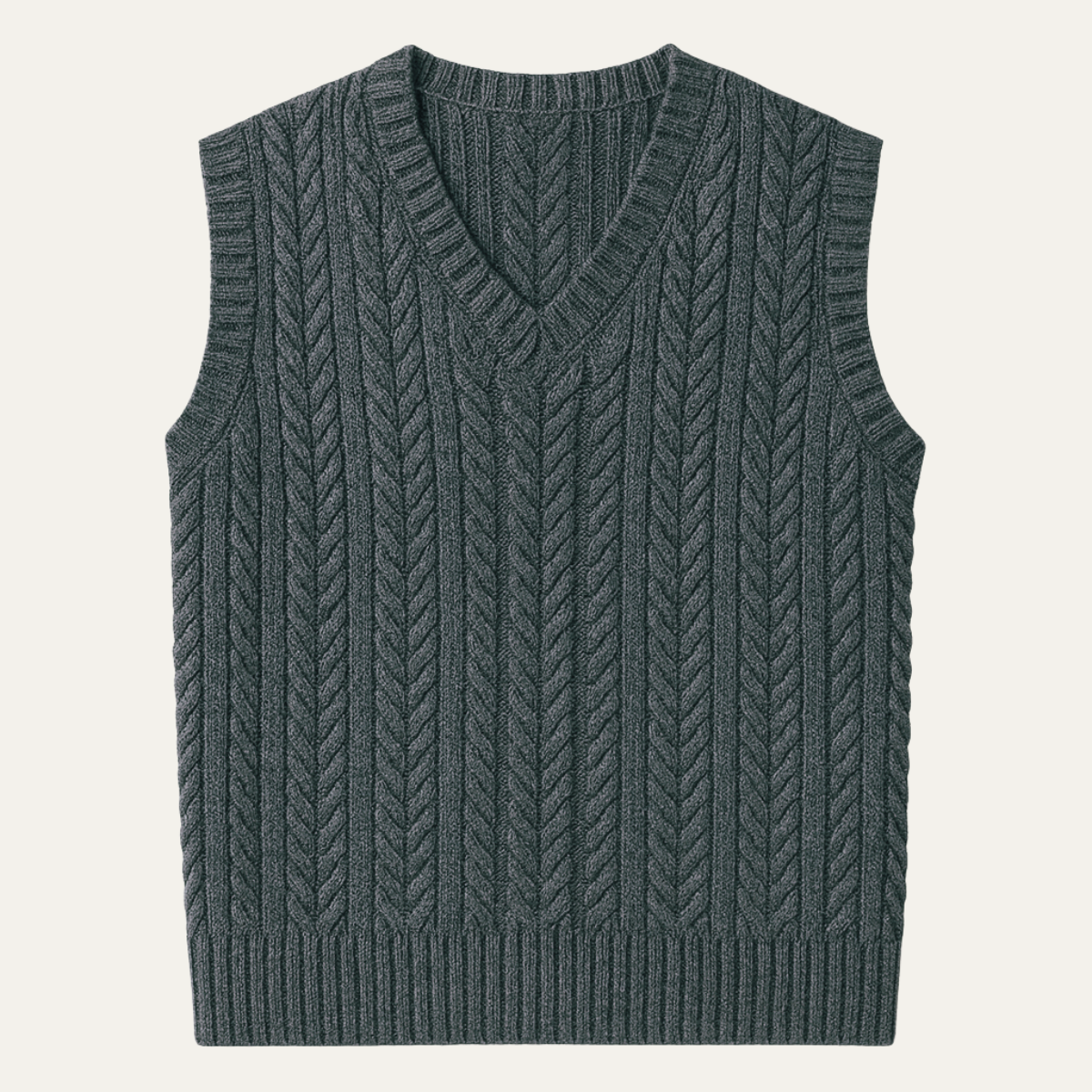Cozy Men's Cable Knit V Neck Vest Sweater - Nocini