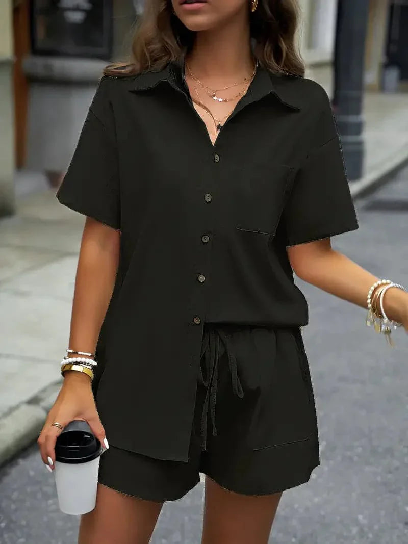 Ladies Casual Tee and Shorts Set Comfortable Wear