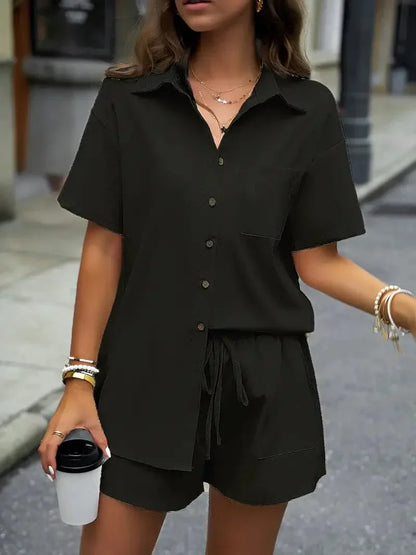 Ladies Casual Tee and Shorts Set Comfortable Wear