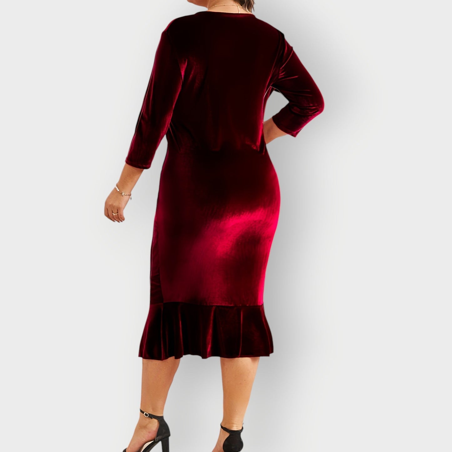 Elegant Velvet Flared Midi Dress