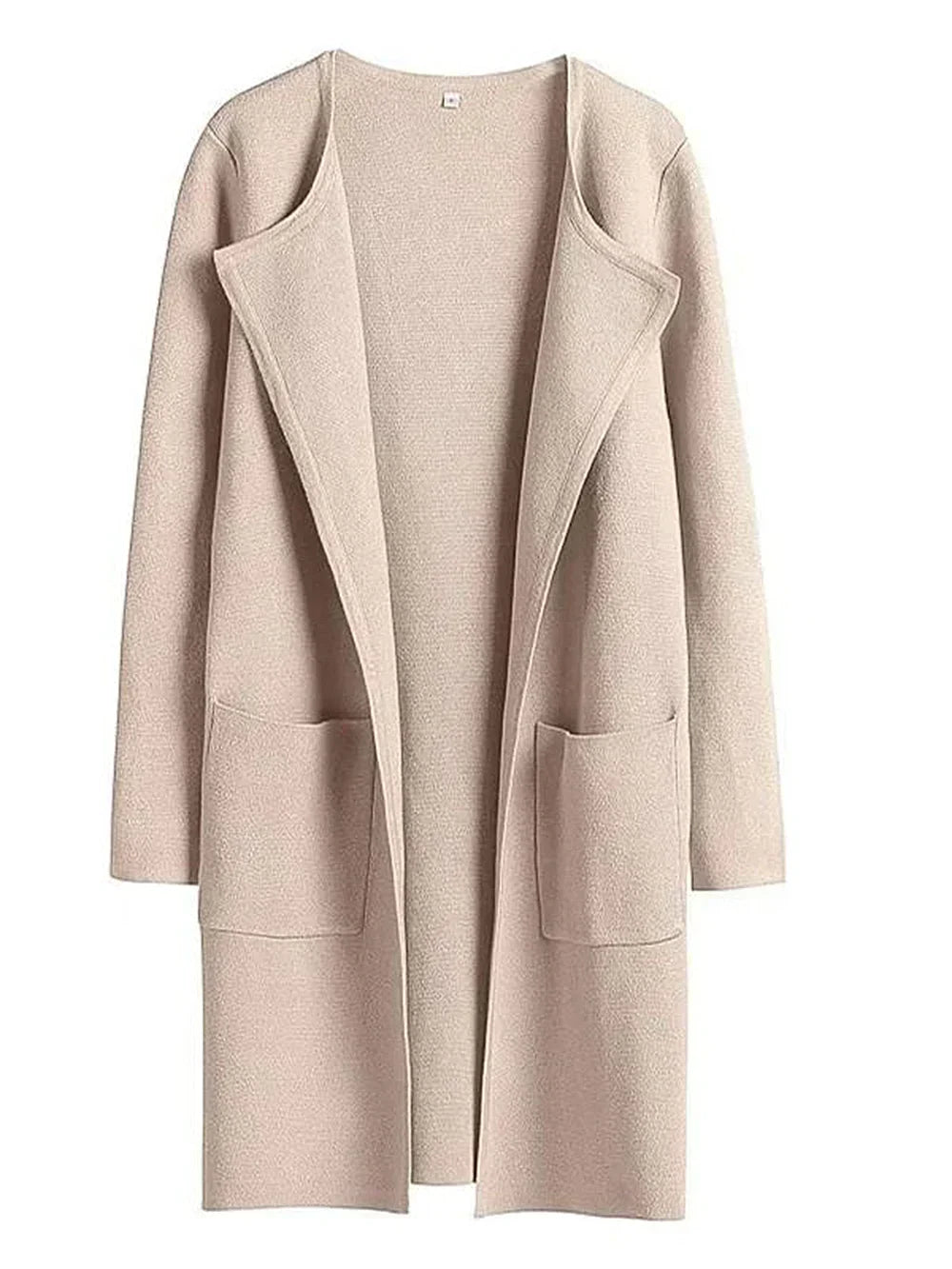Casual Knee Length Women's Coat with Wide Lapels