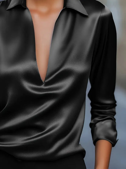 Luxury Deep V Neck Women's Blouse