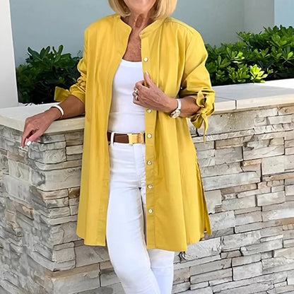 Comfortable Women's Long Sleeve Cotton Tunic Top