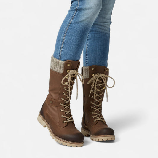 Warm Red Knee High Snow Boots - Nocini