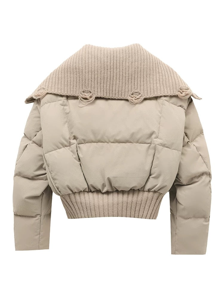 Warm Quilted Down Jacket | Oversized High Neck Coat