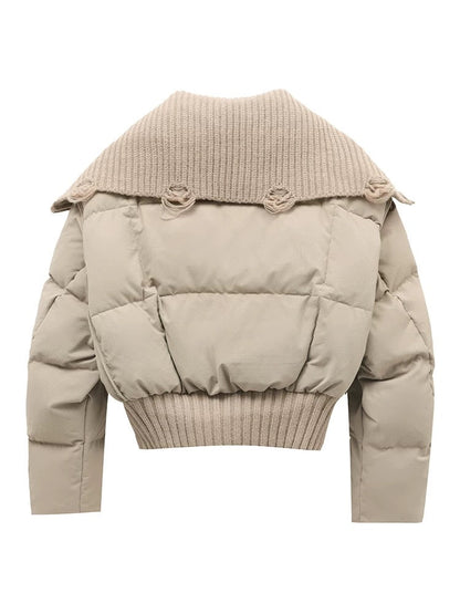 Warm Quilted Down Jacket | Oversized High Neck Coat