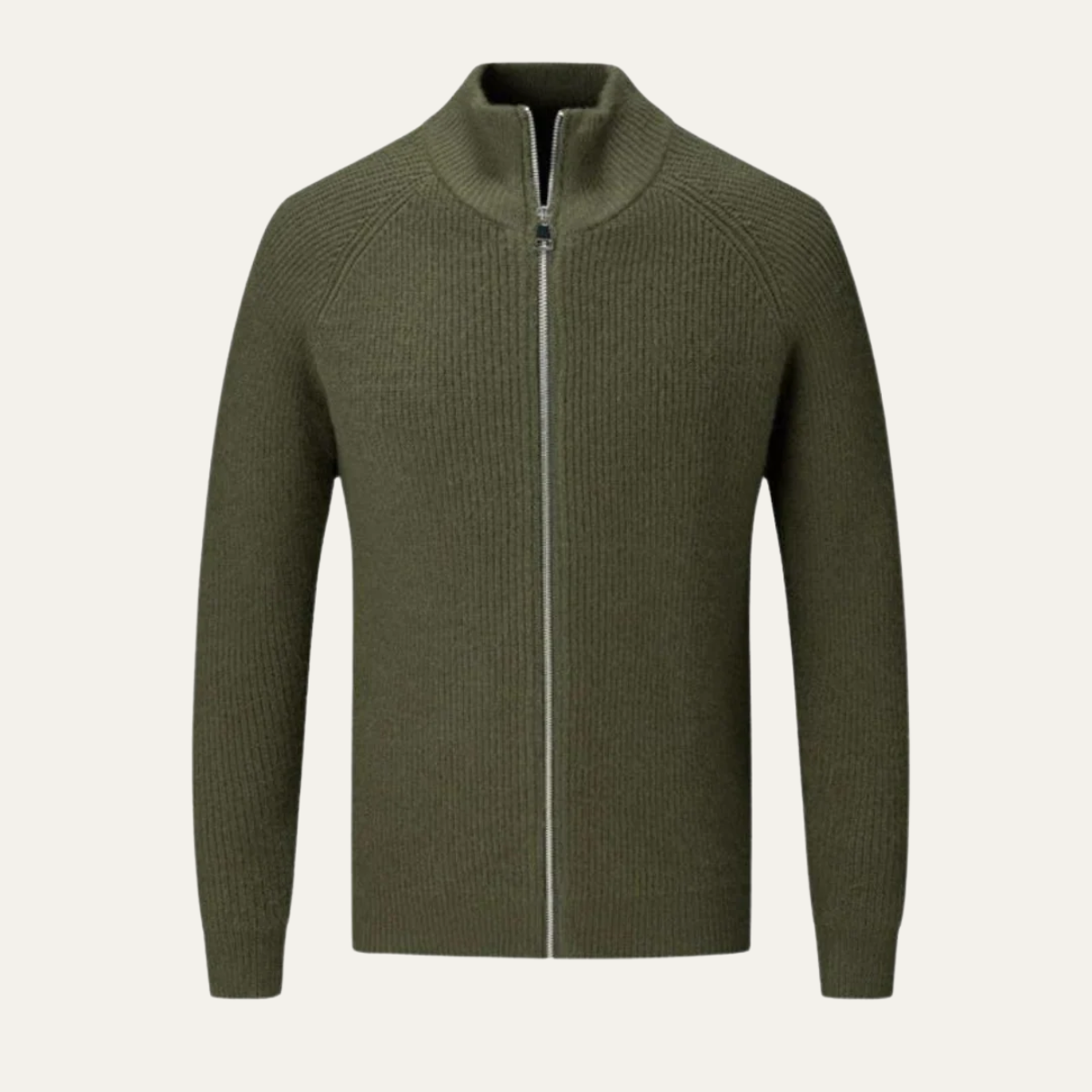 Classic Men's Warm Merino Wool Zip Cardigan - Nocini
