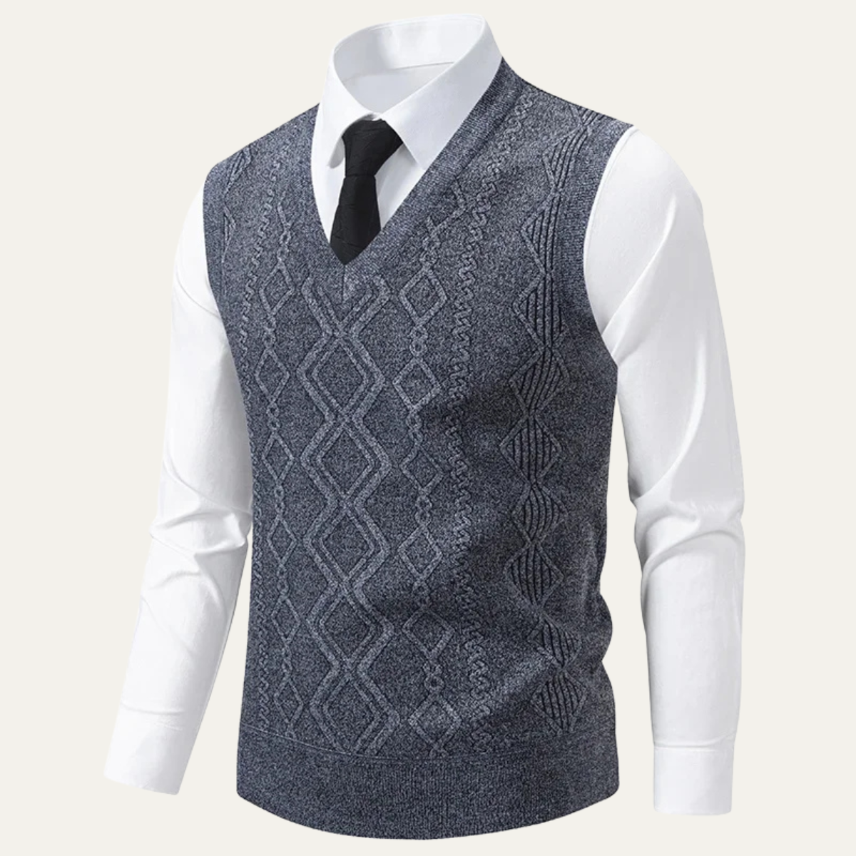 Warm Mens Cable Knit V Neck Sweater Vest