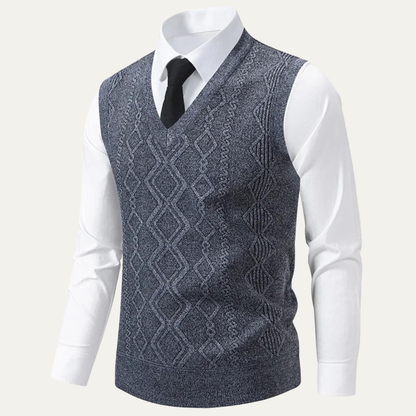 Warm Mens Cable Knit V Neck Sweater Vest