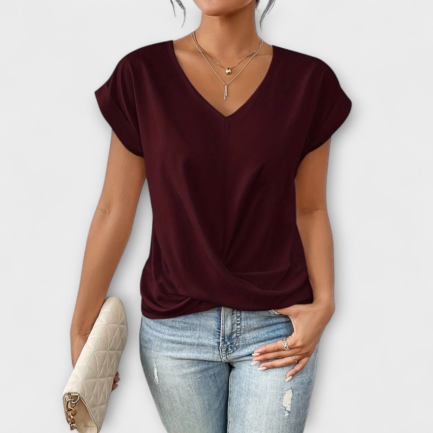 Chic V-Neck Women's Blouse
