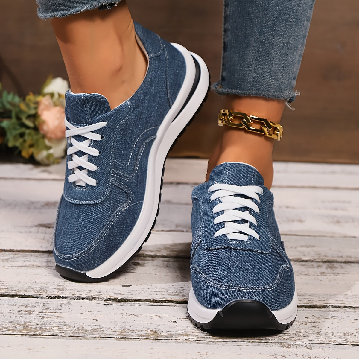 Comfortable Orthopedic Shoes with Blue Denim Upper