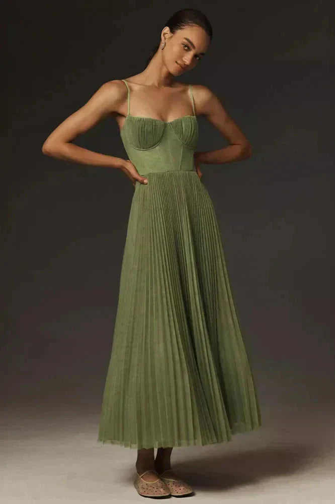Ladies' Flowy Summer Halter Neck Midi Dress - Nocini