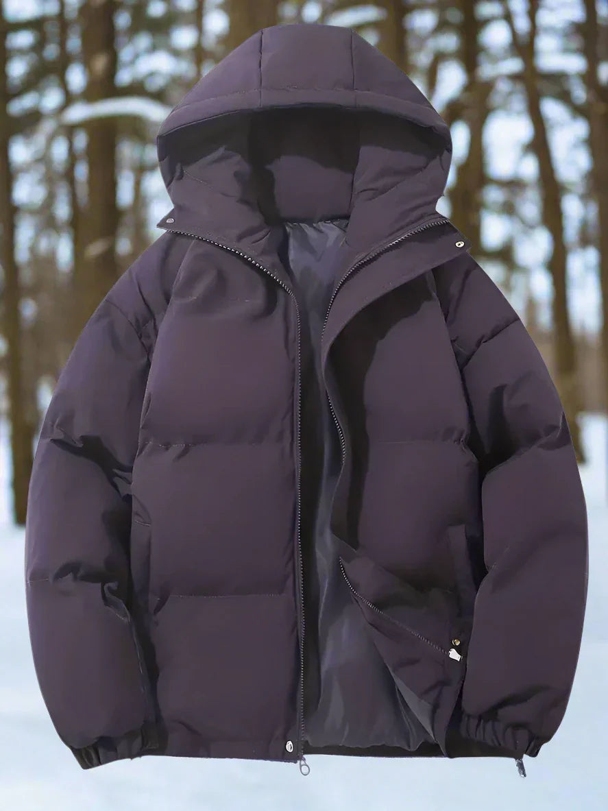 Men's Insulated Puffer Jacket with Hood and Zip