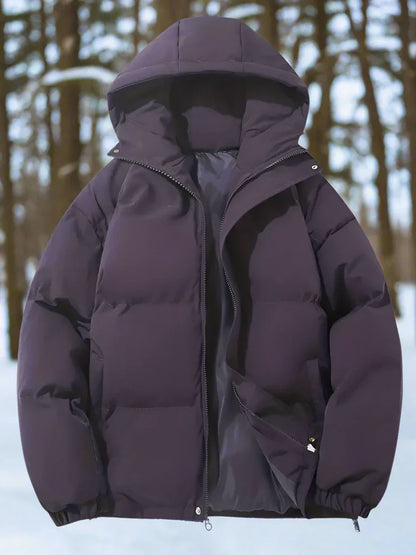 Men's Insulated Puffer Jacket with Hood and Zip
