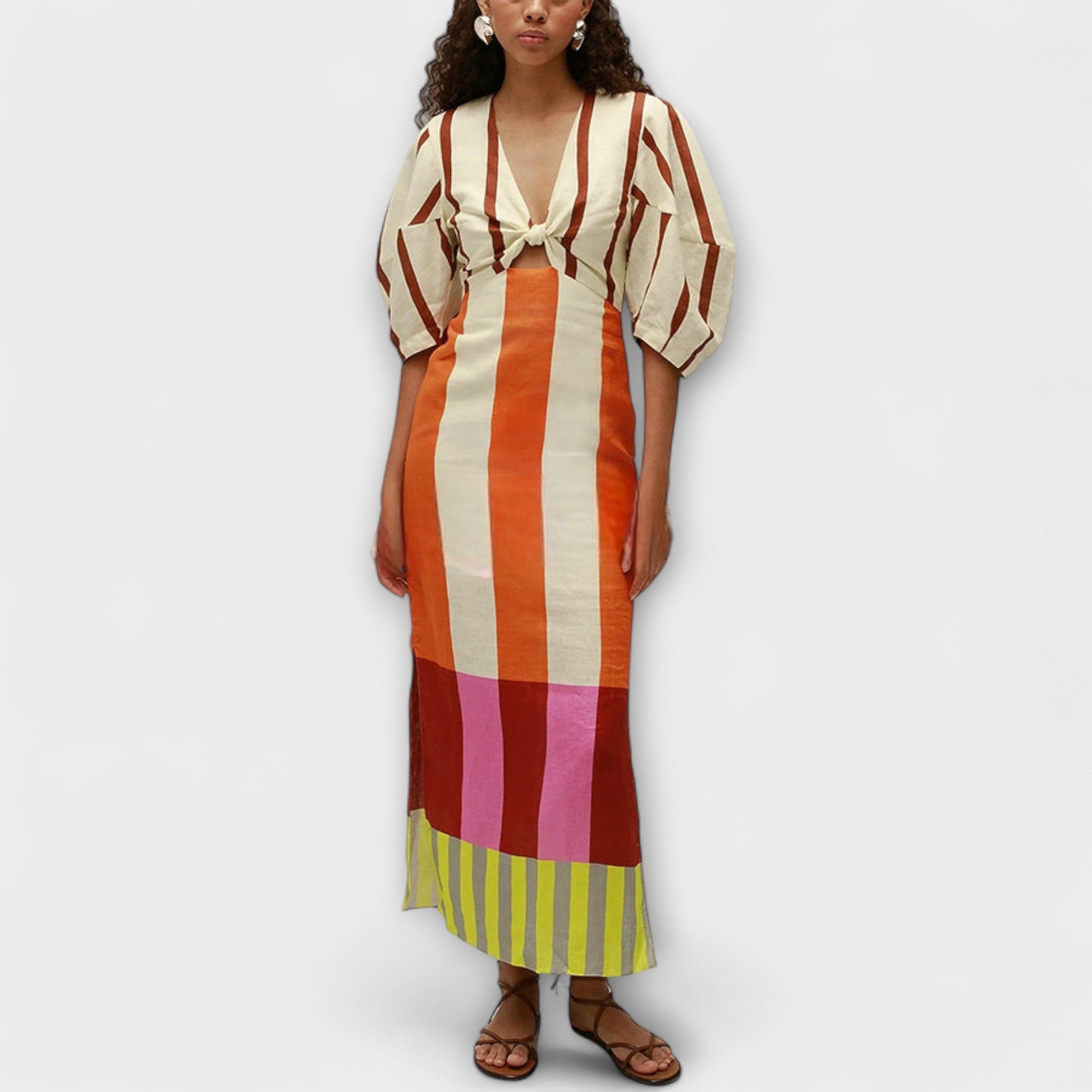 Elegant Maxi Dress: Sexy Cutouts & Fluffy Sleeves - Nocini
