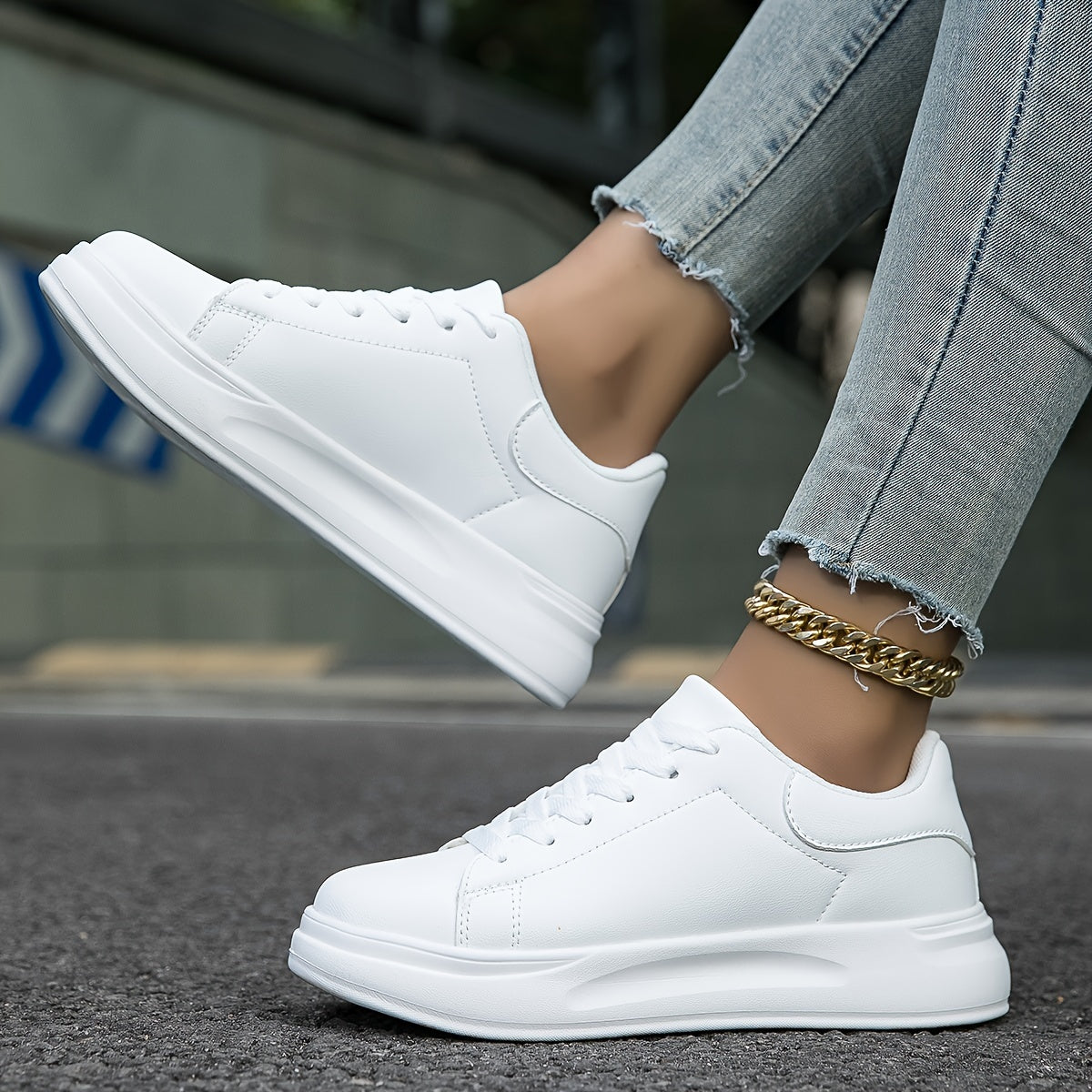 Classic Ladies White Leather Trainers