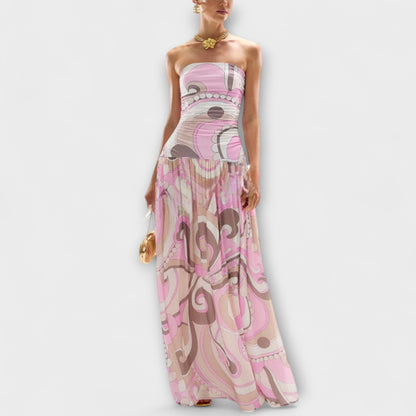 Soft Floral Long Evening Dress for Women