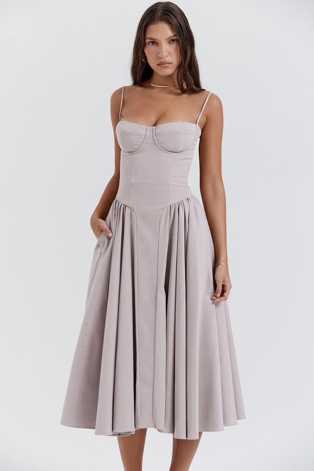 Floral Knee Length Pleated Dress