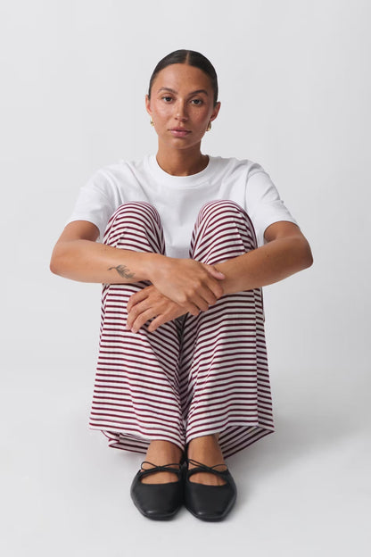 Comfortable Wide Leg Striped Women's Pants with Elastic Waist